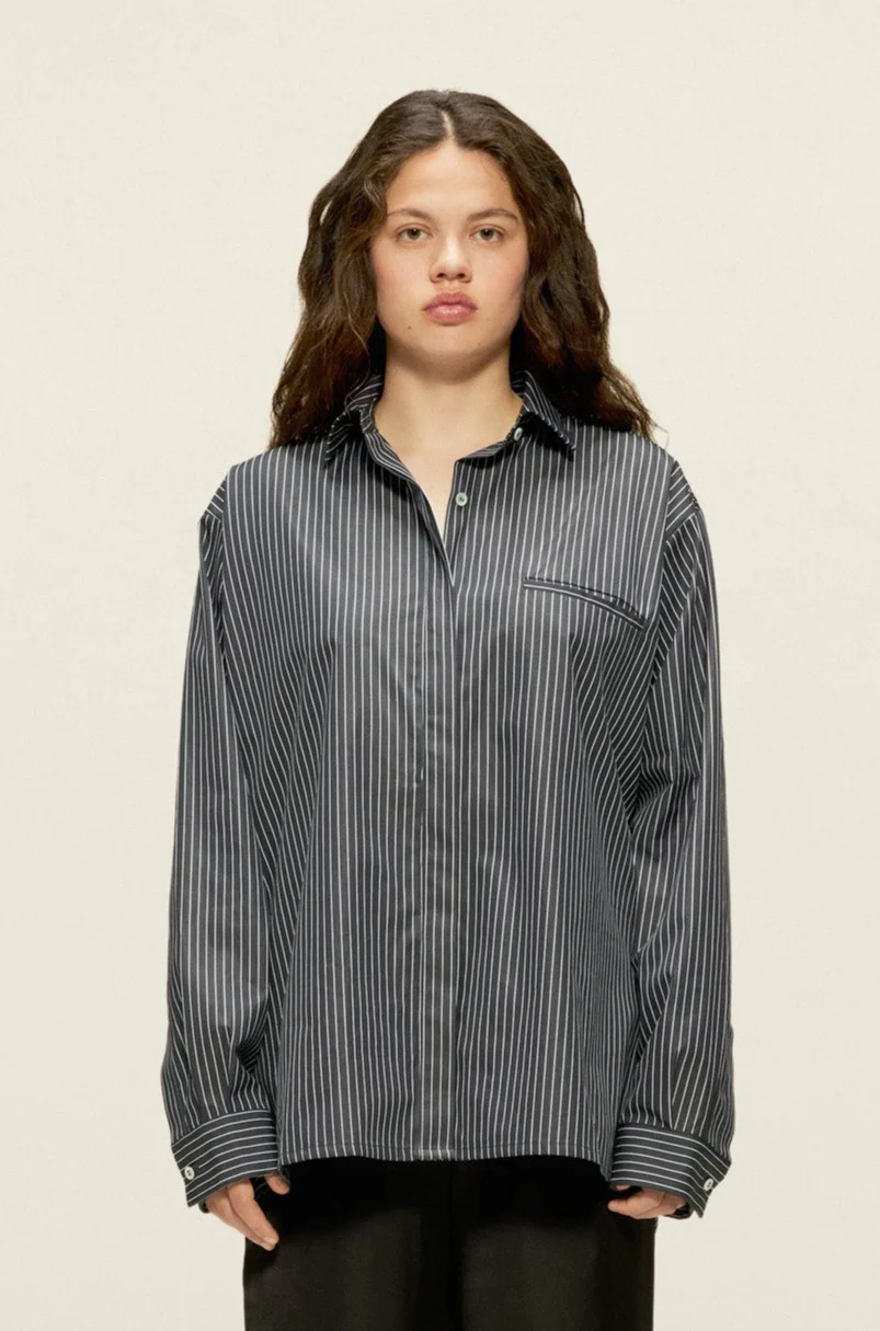 Gia Shirt Black & White Stripes - Image 4
