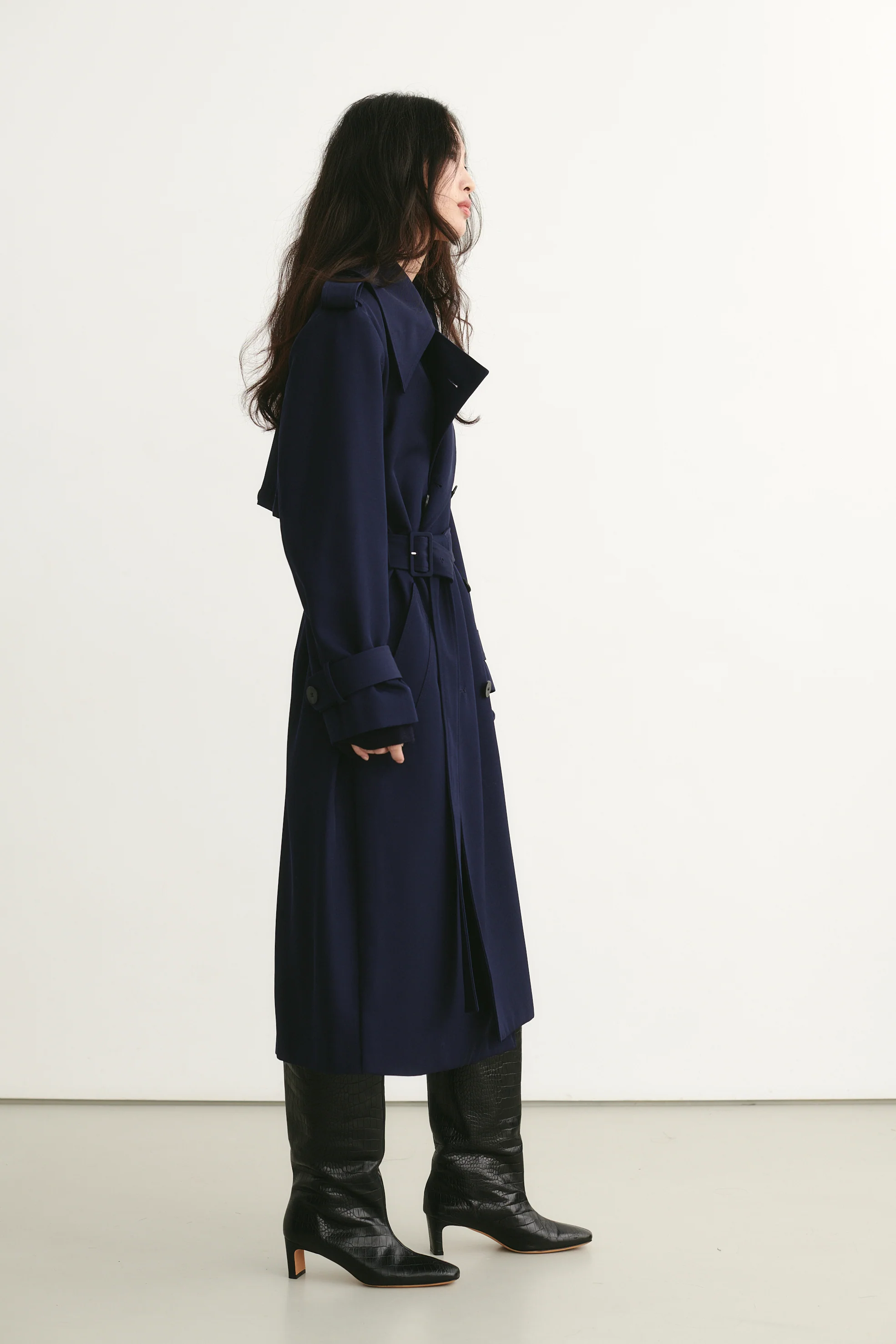 Isaac Trench Coat Navy - Image 3