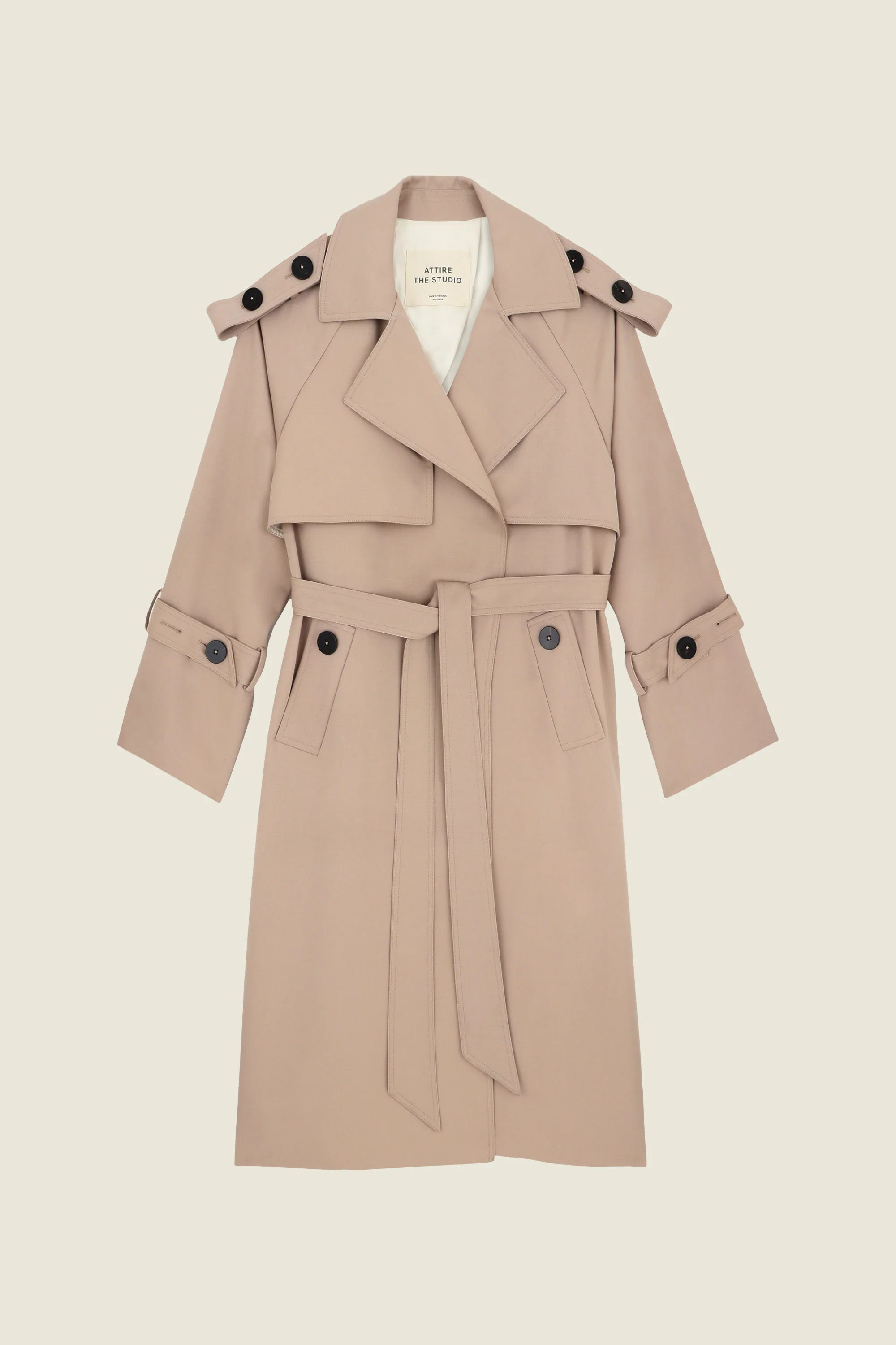 Wool Trench Coat Beige - Image 5