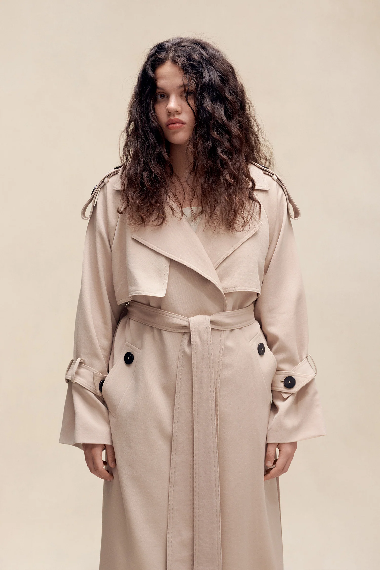 Wool Trench Coat Beige - Image 6