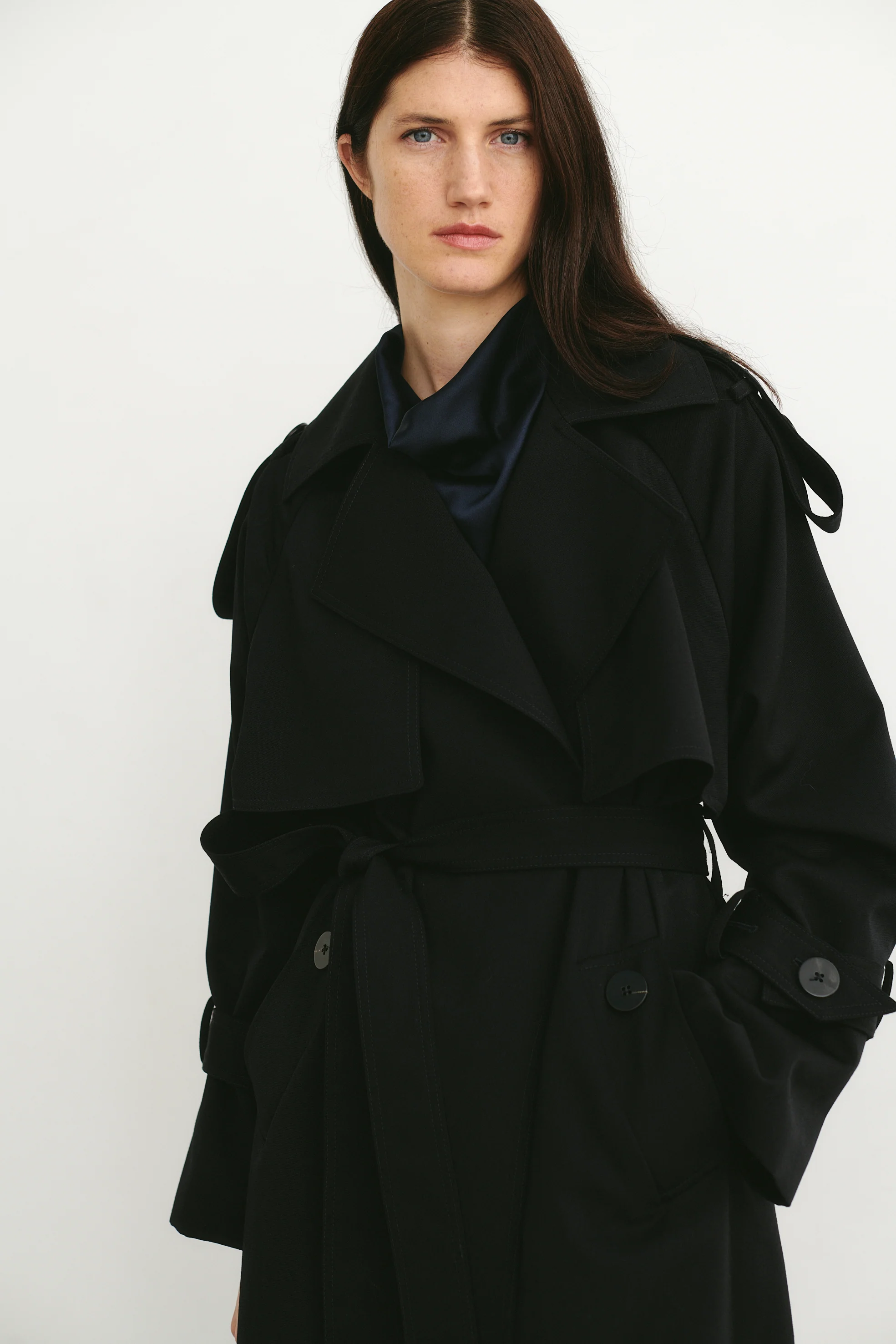 Wool Trench Coat Black - Image 3
