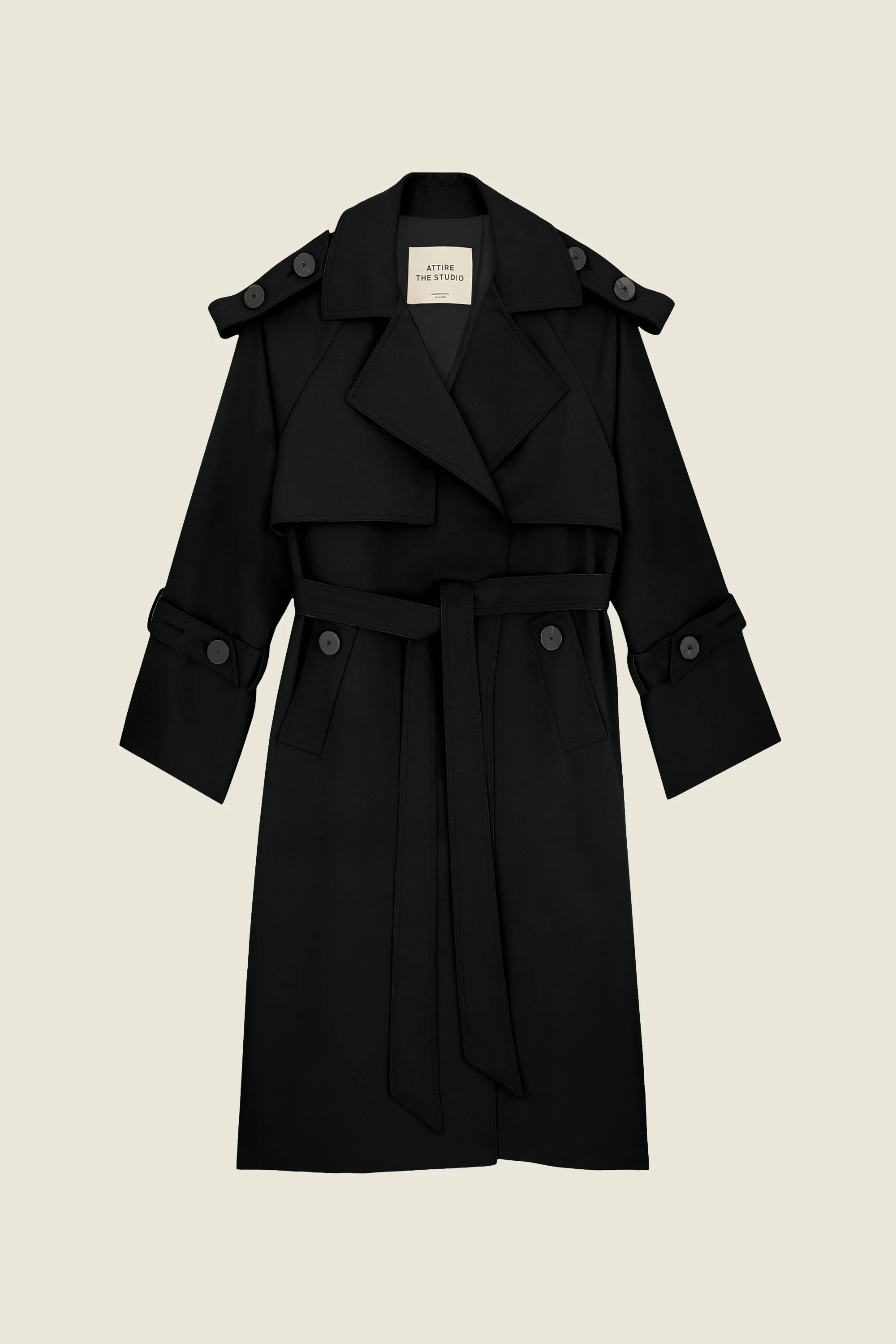 Wool Trench Coat Black - Image 5
