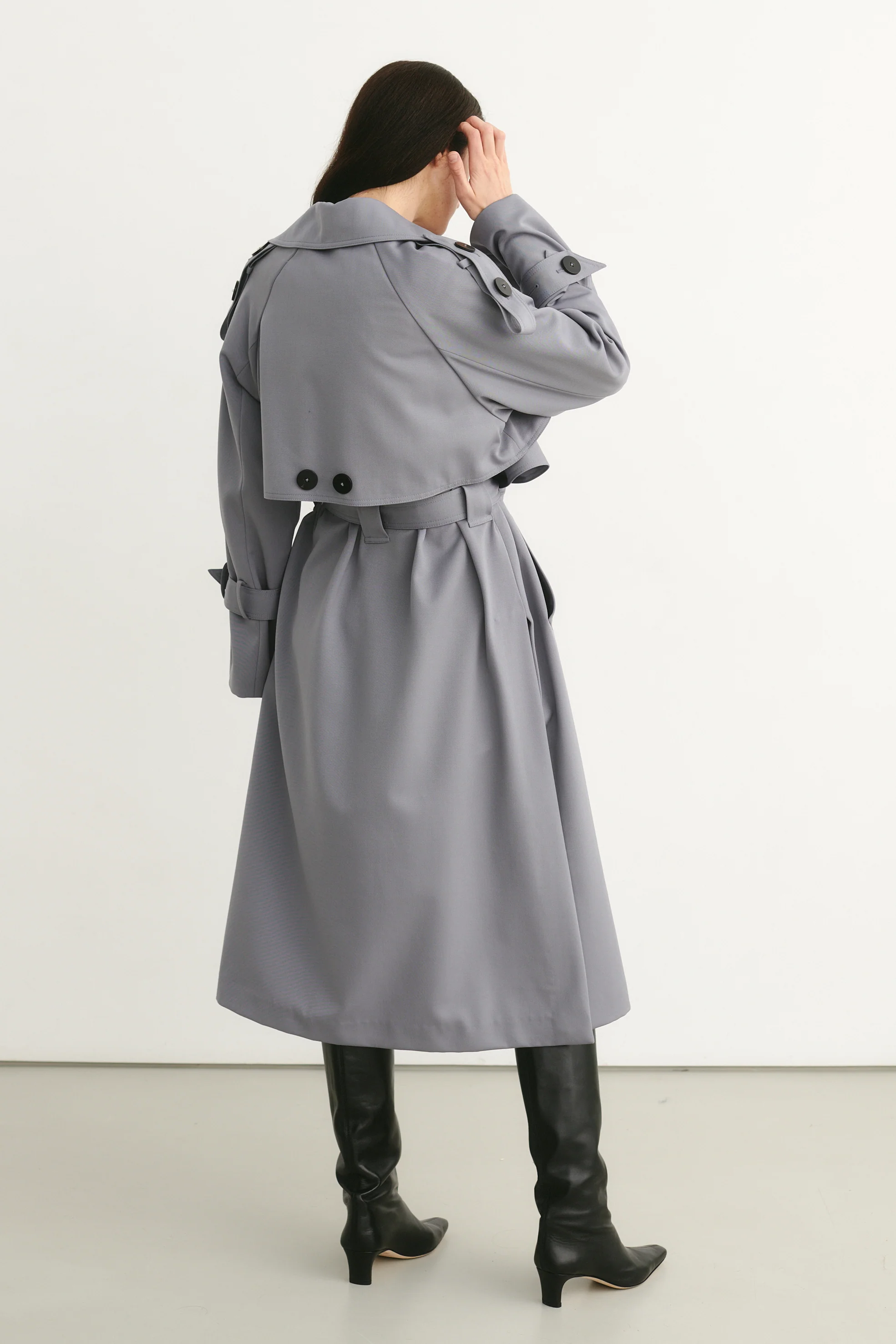 Wool Trench Coat Blue-Grey - Image 4