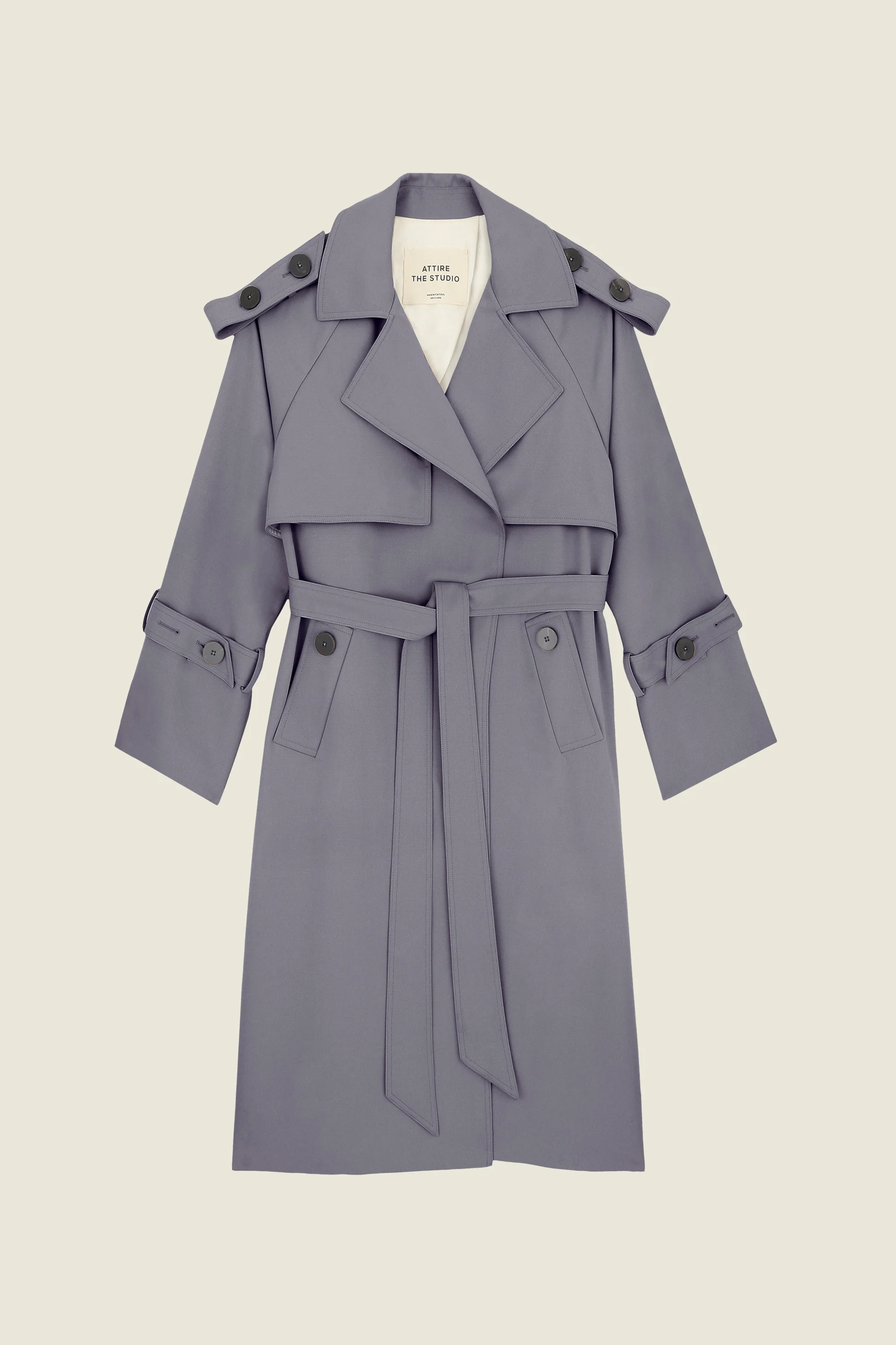 Wool Trench Coat Blue-Grey - Image 5